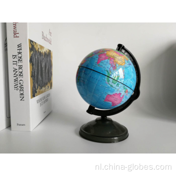 Kleine spaarpot Globe met blauwe wereldkaart